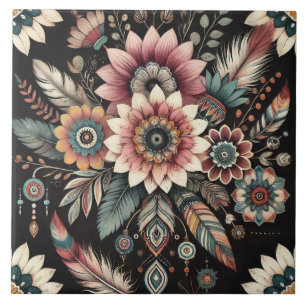 Azulejo Boho florece por la noche