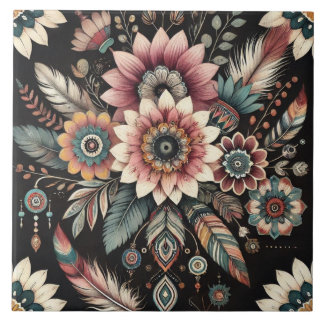 Azulejo Boho florece por la noche