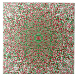 Azulejo Boho Hippie Funky Trippy Ornate Mandala de Navidad