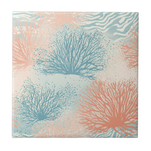 Azulejo Boho Luxe Patrón de Coral Costero Acuarela (5)