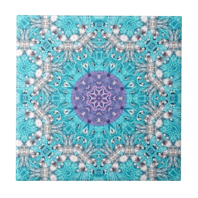 Azulejo Boho marroquí Barroideria turquesa bohemia (Frente)
