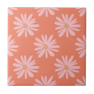 Azulejo BOHO Moda Patrón de margarita Naranja catorce