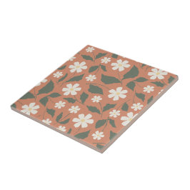 Azulejo Boho Modern Patrón de Margarita Terracota Sage