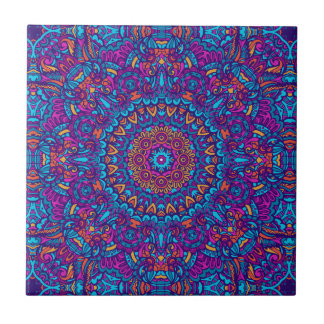 Azulejo Boho morado, Verde azulado, Naranja y amarillo Man