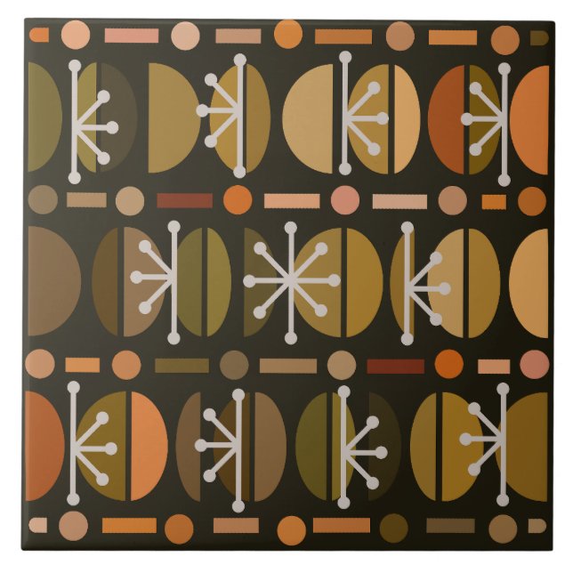 Azulejo Boho Retro Bowls con líneas de tonos oscuros de la (Frente)