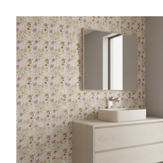 Azulejo Boho Rosa Suave Flor Silvestre Aquarela  (Subido por el creador)