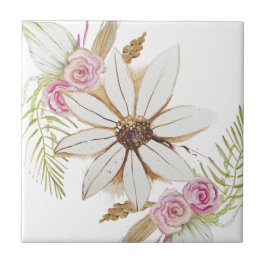 Azulejo Boho rosa verde blanco marrón decorativo floral 