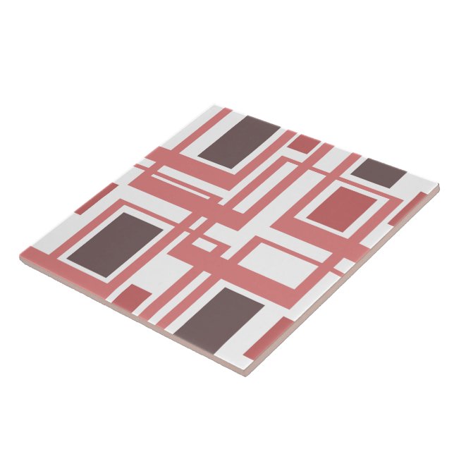 Azulejo Boho Rubor Pink Geometría Cuadrados Cerámica Tile (Lado)