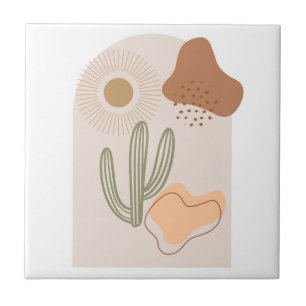 Azulejo Boho Shapes Resumen Beige Terracotta Sun Cactus