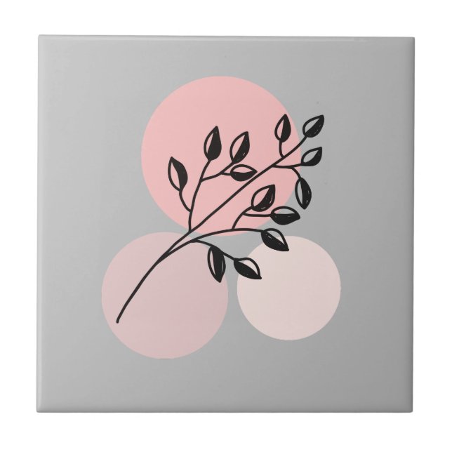 Azulejo Boho Zen Botánico En Círculos Rosa Y Lilac (Frente)