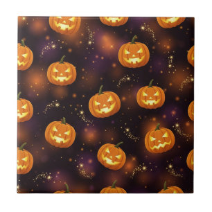 Azulejo Bokeh Halloween   Jack-O’ Lantern Brillante (4)