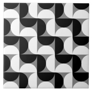 Azulejo Bolas de patrón del siglo medio blanco negro