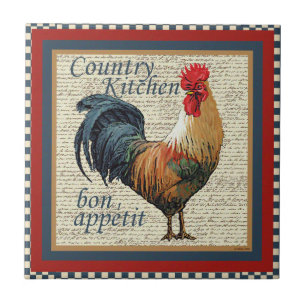 Azulejo Bon francés Appetit del gallo del país