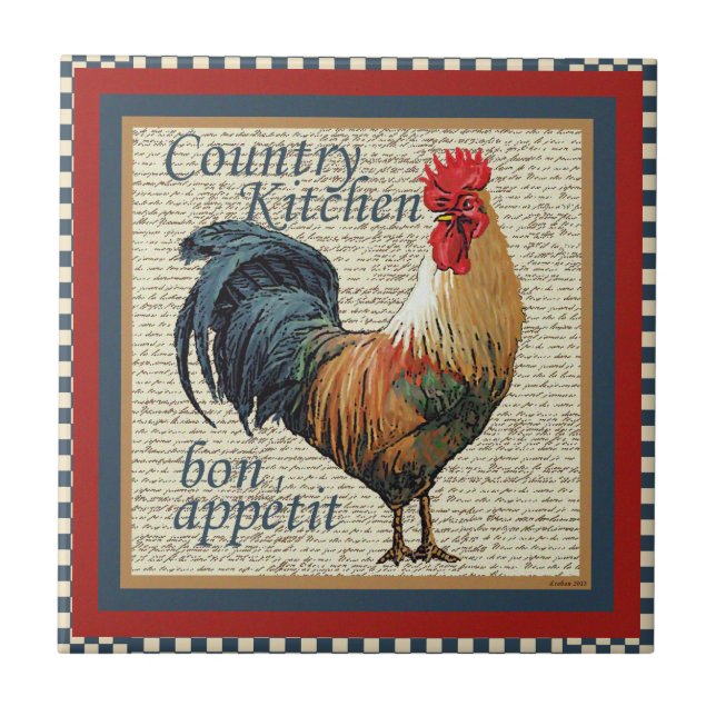 Azulejo Bon francés Appetit del gallo del país (Frente)