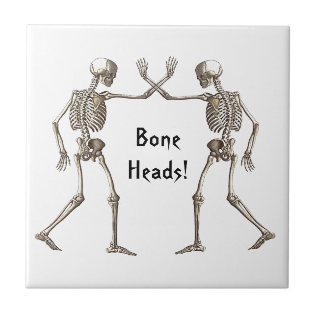 Azulejo Bone Heads Skeleton Halloween Tile (Frente)