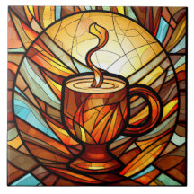 bonita cocina de café falsa vidriera 