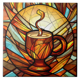 Azulejo bonita cocina de café falsa vidriera 