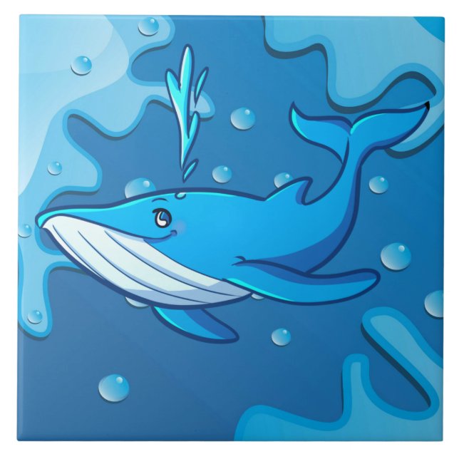 Azulejo bonita decoración de ballenas de playa (Frente)