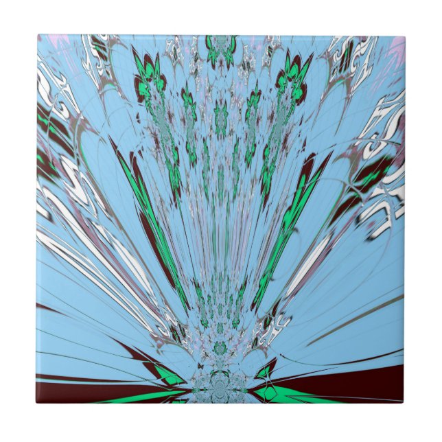 Azulejo Bonito Aqua Blue Amazon Floral Motif Art (Frente)