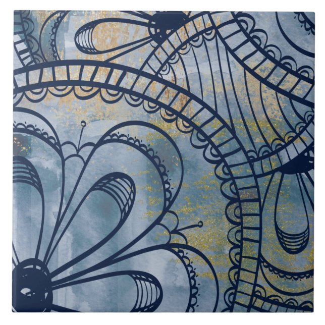 Azulejo Bonito artista industrial de imitación gris azul (Frente)