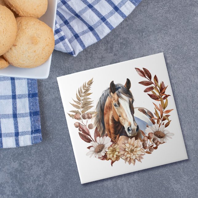 Azulejo Bonito Bay Paint Horse Autumn Wreath (Subido por el creador)
