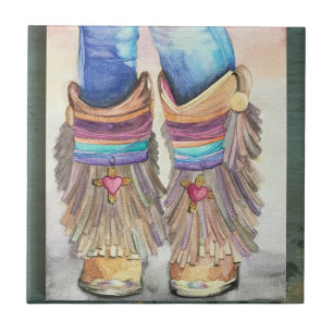 Azulejo Bonito Boots Wall Tile Trivet 4 x 4