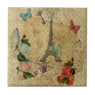Azulejo Bonito collage de postales de época Torre Eiffel