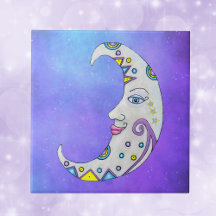Bonito de luna de colores brillantes Face Stars Pu