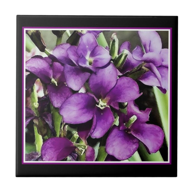 Azulejo Bonito en la flor morada (Frente)