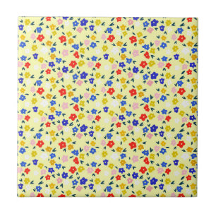 Azulejo Bonito Floral Delicado y Lindo sobre Amarillo Past