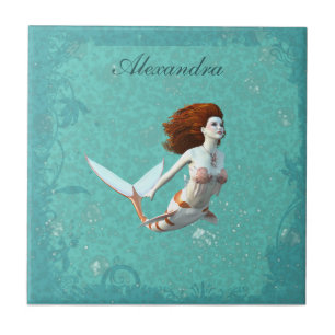 Azulejo Bonito Koi Sirena Nadando Subacuática