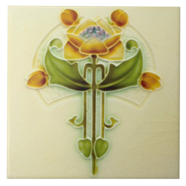 Azulejo Bonito Peachy Repro Art Nouveau Floral (Frente)