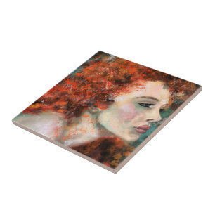 Azulejo Bonito Red Woman Ceramic Tile