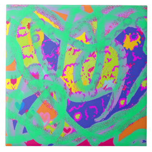 Azulejo Bonitos colores pastel diseño de arte azul rosa