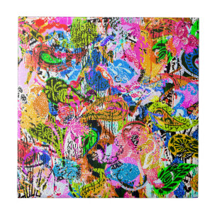 Azulejo Bonitos flores abstractos mezclados de paisley col