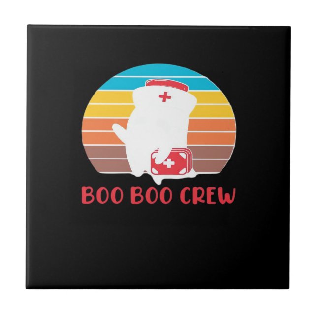 Azulejo Boo Boo Crew Nurse Funny Ghost Halloween Classic T (Frente)