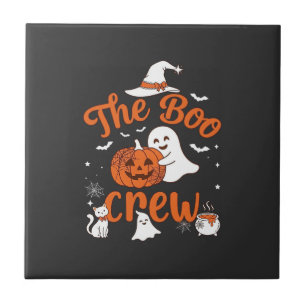Azulejo Boo Crew Fantasma Calabaza Gato Blanco Sombrero de