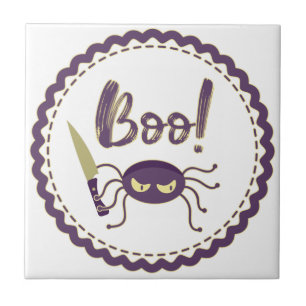 Azulejo Boo divertido personaje de araña de Halloween mano