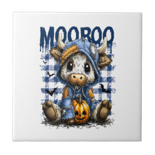 Azulejo Boo Halloween espeluznante vaca de las Highlands
