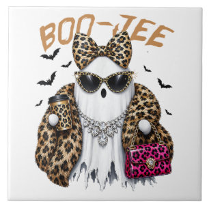 Azulejo Boo-JEE Fantasma Leopardo Coquette Halloween