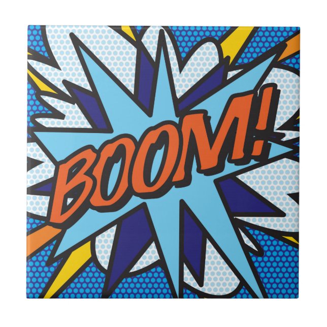 Azulejo BOOM Diversión Retro Cómic Arte Pop (Frente)