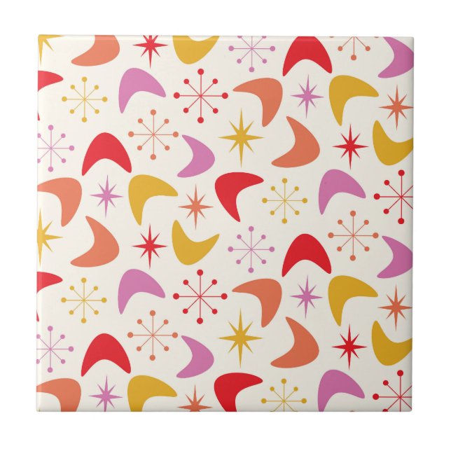 Azulejo Boomerang de mediados de siglo con explosiones de  (Frente)