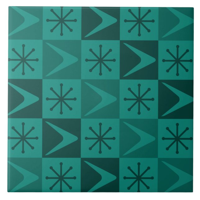 Azulejo Boomerangs controlados por la era atómica Verde az (Frente)
