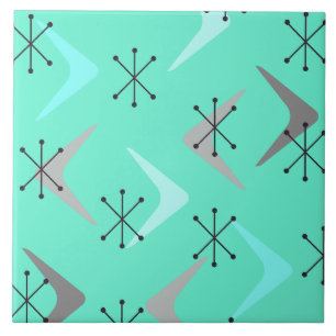 Azulejo Boomerangs Estallidos de Estrellas Verde Menta de 