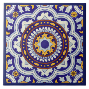 Azulejo - Borde Azul Estilo Mexicano