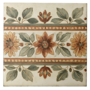 Azulejo Borde de cinta de arte popular floral de salvia te