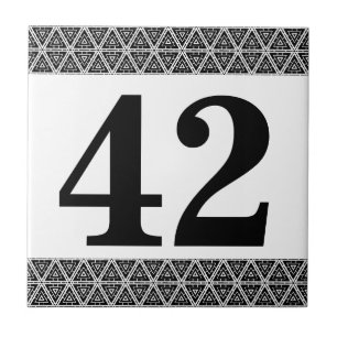 Azulejo Borde geométrico de mosaico de números blanco y 