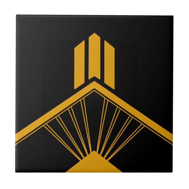 Azulejo Borde geométrico de mostaza dorada Art Deco Negro (Frente)