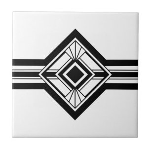 Azulejo Borde geométrico elegante de color blanco negro A