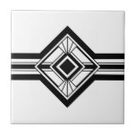 Azulejo Borde geométrico elegante de color blanco negro Ar<br><div class="desc">Cuadros de cerámica decorativa de borde de color con detalles geométricos en blanco y negro. Diseño original y elegante,  perfecto para interiores modernos o de estilo Art Déco.</div>
